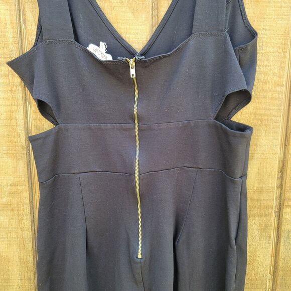Rolla Coster Black V Neck Sleeveless Cut Outs Full Length Jumpsuit Womens Size L - Picture 4 of 12